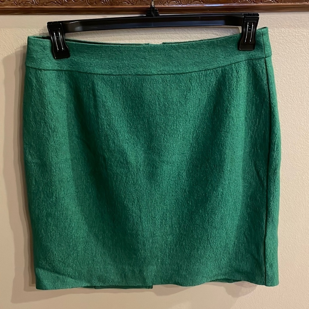 Banana Republic women’s wool rayon mini skirt emerald green expose zipper 8